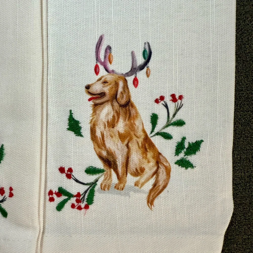 Pottery Barn Christmas Dog Hand Towels - Set of 2